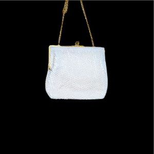 Encore White & Gold Beaded Bag